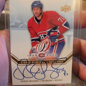 2008-09 MONTREAL CANADIENS CENTENNIAL PATRICE BRISEBOIS Upper Deck SIGNED Hockey